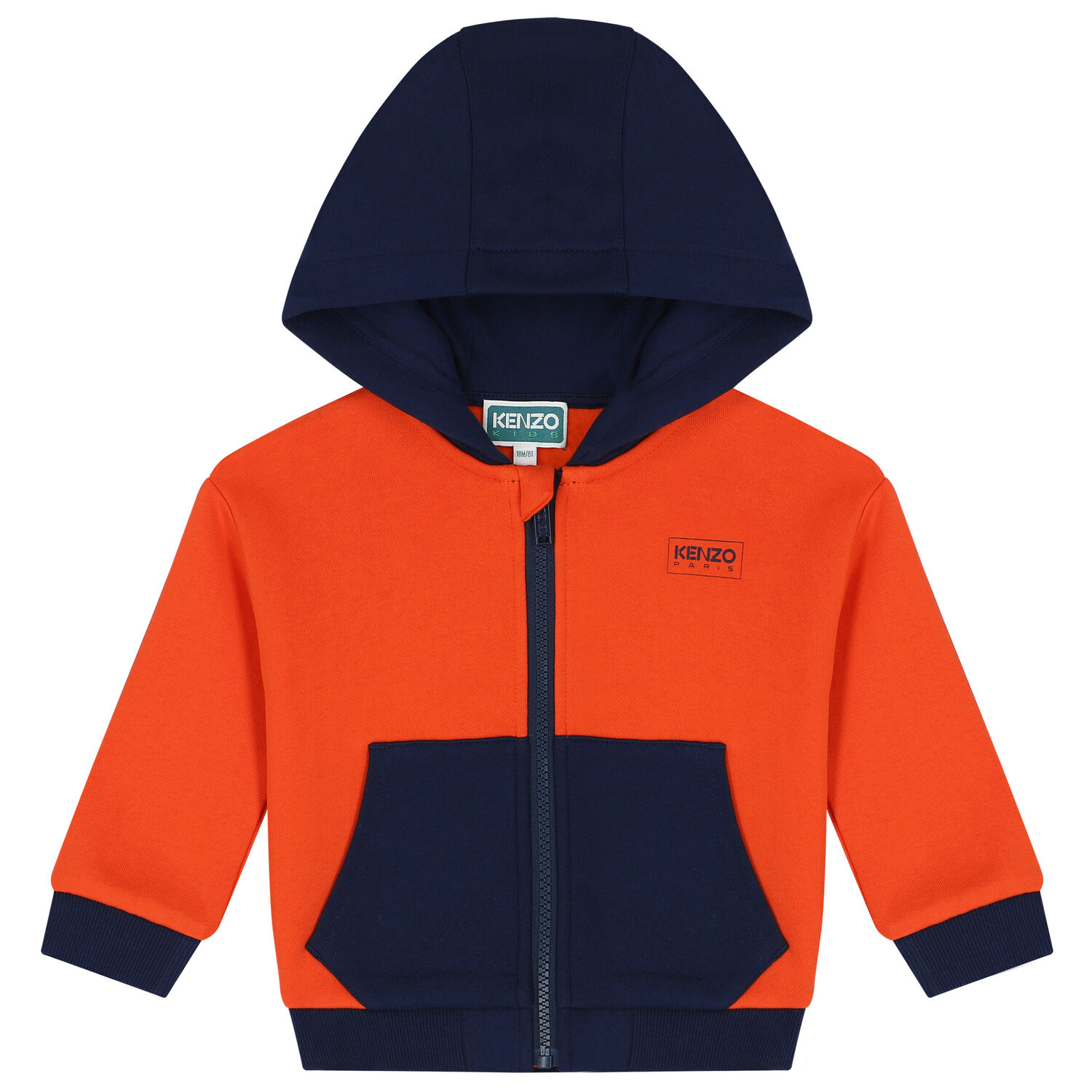Younger Boys Orange & Navy Blue Logo Tracksuit, 1, hi-res